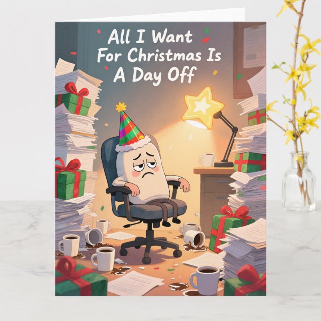 Funny Office Christmas Card All I Want For Kort (Gul blomma)