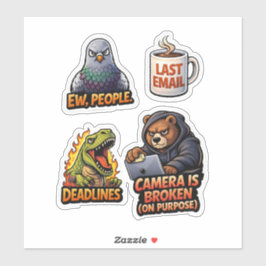 Funny Office Rage Sticker Sheet Pack Klistermärken