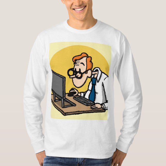 Funny Office Worker Geek T-Shirt - Tecknad Nerd Co (Framsida)