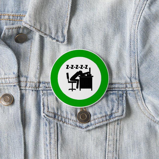 Funny Office Worker Sleeping på Desk Knapp (Skapare uppladdad)