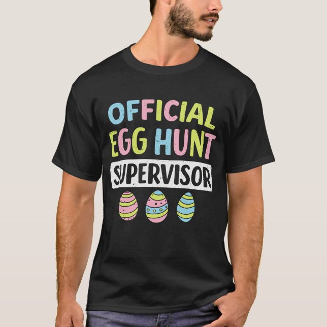 Funny Official Egg Hunt Supervisor Retro Easter T Shirt (Framsida)