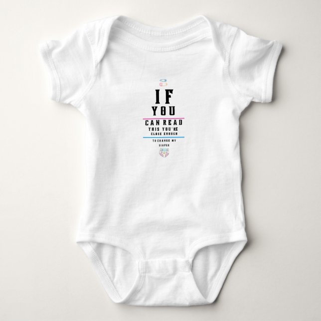 Funny Öga Chart Läs min Baby-kostydräkt T Shirt (Framsida)