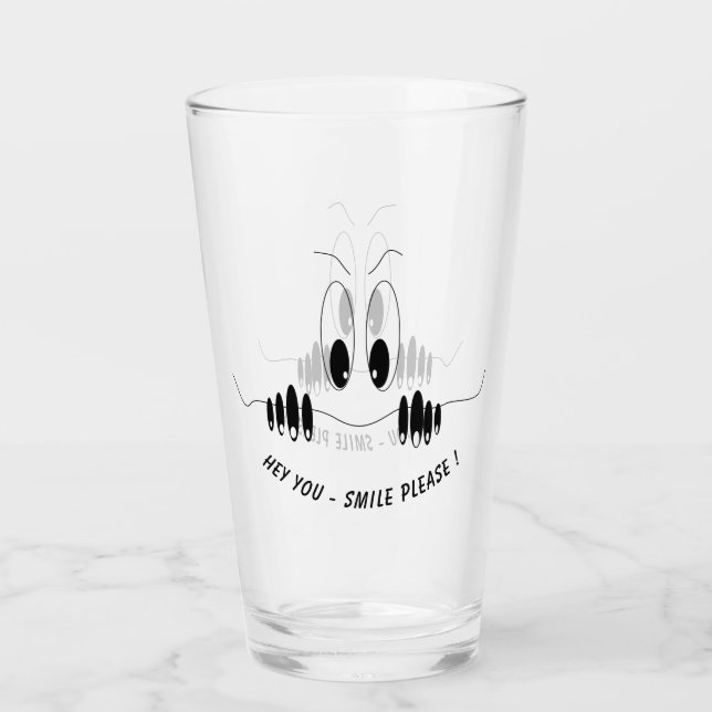 Funny Ögon Glass Smile - Anpassningsbar Text Glaskopp (Framsida)