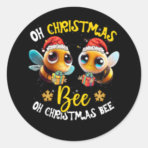 Funny Oh jul Bee Santa Hat biodling Runt Klistermärke