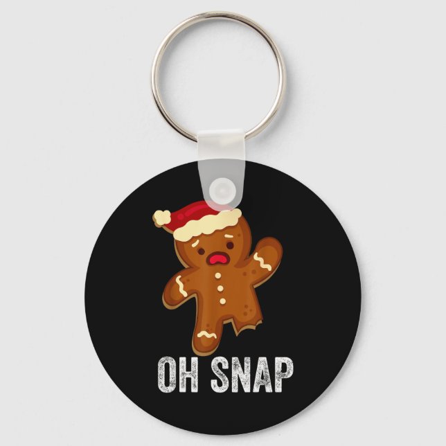 Funny Oh Snap Gingerbread Man Christmas Cookie Xma Nyckelring (Framsida)