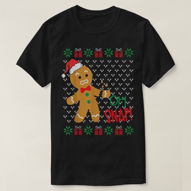 Funny Oh Snap Pepparkaksgubbe Broken Arm Ugly Chri T Shirt (Design framsida)