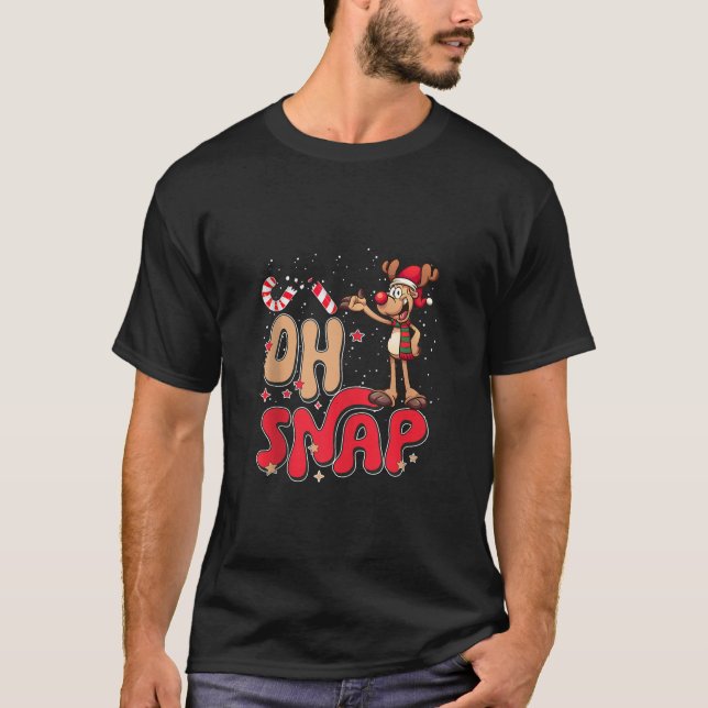 Funny Oh Snap Reindeer Candy cane jul Älskare T Shirt (Framsida)