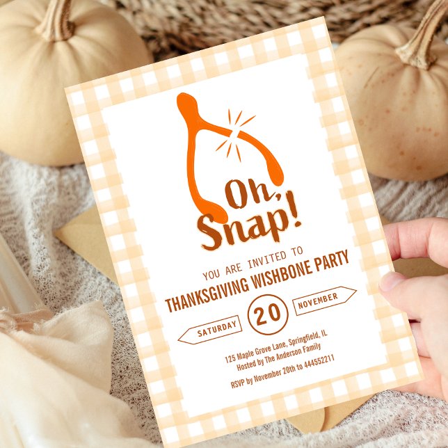 Funny Oh Snap Turkey Wishbone Thanksgiving  Inbjudningar (Funny Oh Snap Turkey Wishbone Thanksgiving Invitation fall)