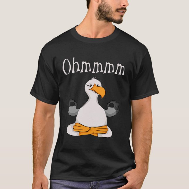 Funny Ohmmm Yoga Fiskmås Zen Meditation Relaxation T Shirt (Framsida)
