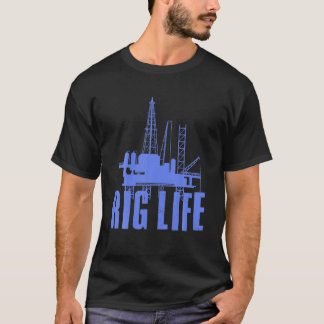 Funny Oil Rig Art Manar Pappa Oil Fält Roughnackri T Shirt