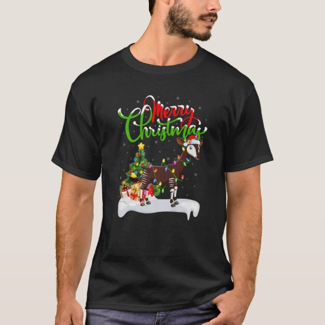 Funny Okapi Animal Lover Julafton Lighting Okapi C T Shirt (Framsida)