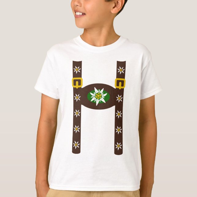 Funny Oktoberfest Lederhosen Suspenders T Shirt (Framsida)
