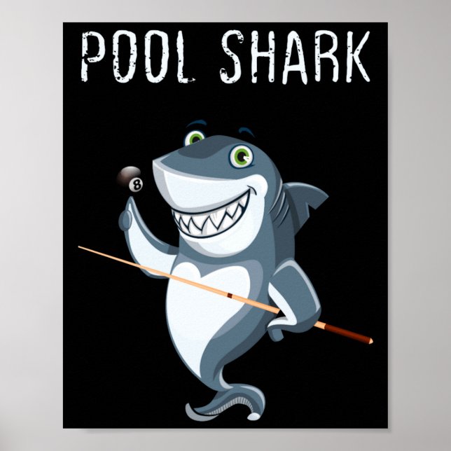 Funny Ol Shark Ol Players Billiard  Poster (Framsidan)