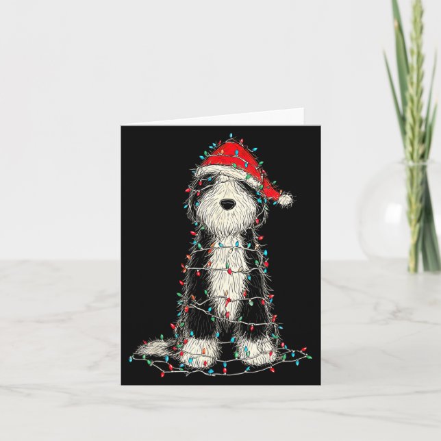 Funny Old English Sheepdog Christmas Graphics Dog  Kort (Framsida)