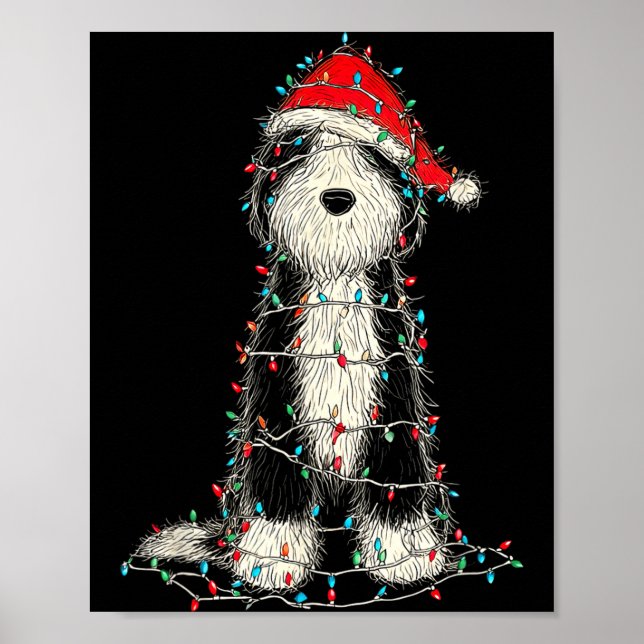 Funny Old English Sheepdog Christmas Graphics Dog  Poster (Framsidan)
