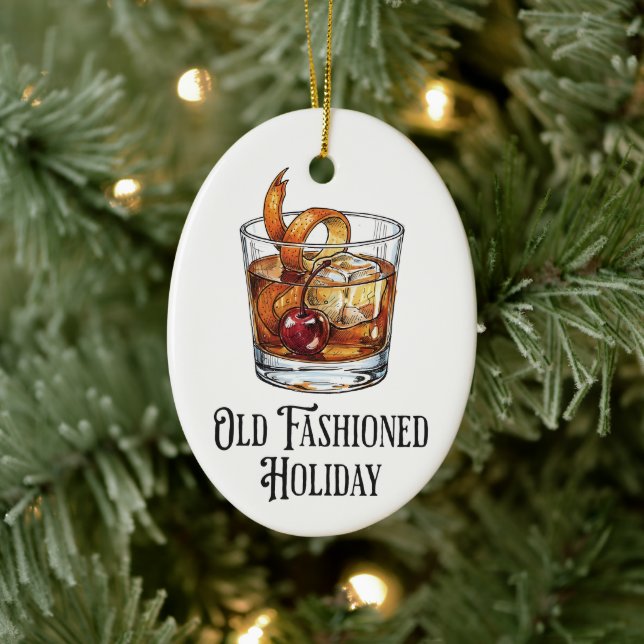 Funny Old Fashion Holiday Cocktail Christmas  Julgransprydnad Keramik (Träd)