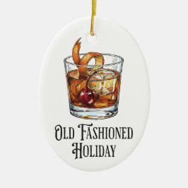 Funny Old Fashion Holiday Cocktail Christmas Julgransprydnad Keramik