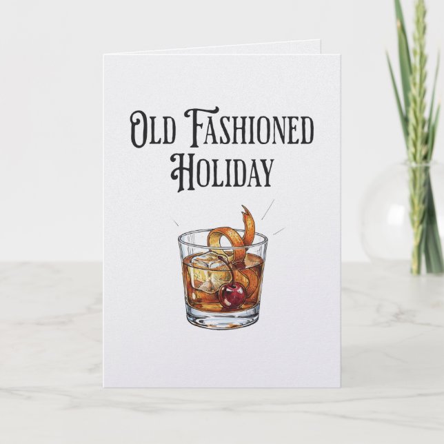 Funny Old Fashion Holiday Cocktail Christmas  Kort (Framsida)