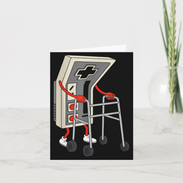 Funny Old Gamer Gaming Retro 80s 90s Video Game Ol Kort (Framsida)