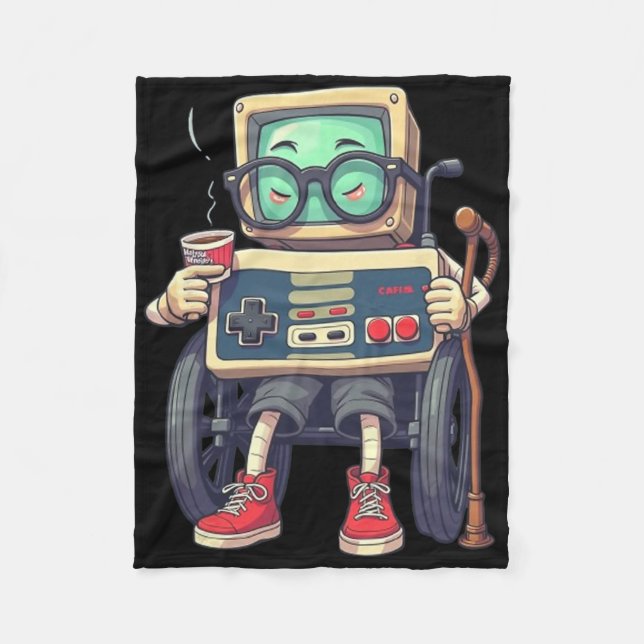 Funny Old Gamer Retro 80s 90s Video Game Controlle Fleecefilt (Framsidan)