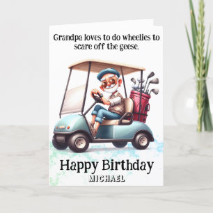 *~* Funny Old Golf Cart Man - AP94 Birthday Card Tack Kort