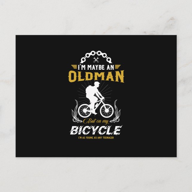 Funny Old Man Bicycle Älskare Helg Vykort (Framsida)