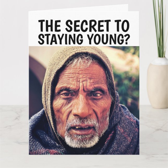 FUNNY OLD MAN BIRTHDAY över backe Card Kort (Framsida)