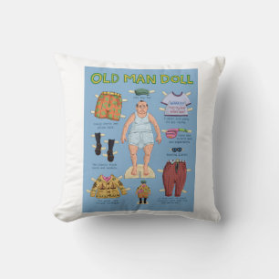Funny Old Man Papper Doll Kudde