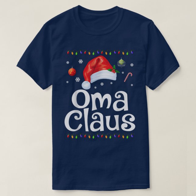 Funny Oma Claus jul Pajamas Santa Gift T Shirt (Design framsida)