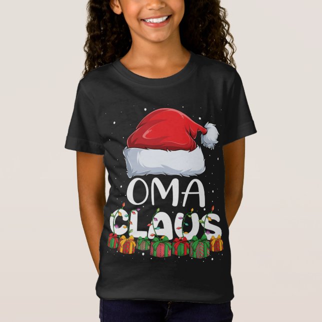 Funny Oma Jultomten jul-familjen Pajamas Mat T Shirt (Framsida)