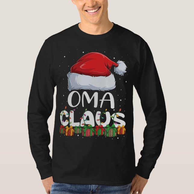 Funny Oma Jultomten jul-familjen Pajamas Mat T Shirt (Framsida)