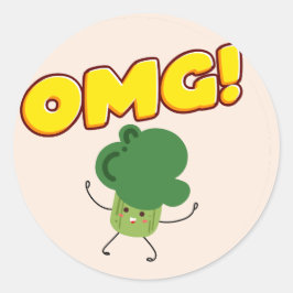 Funny OMG Broccoli Classic Round Sticker Runt Klistermärke