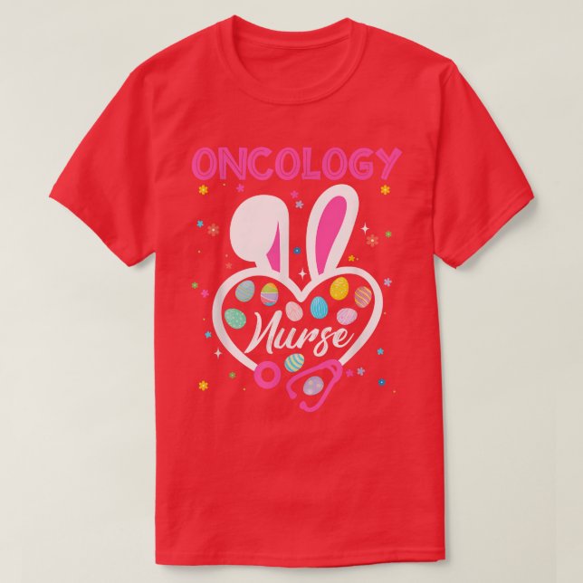 Funny Oncology Nurse Bunny Stethoscope Heart Easte T Shirt (Design framsida)