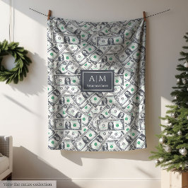 Funny One Dollar Pattern Custom Name Blanket Fleecefilt