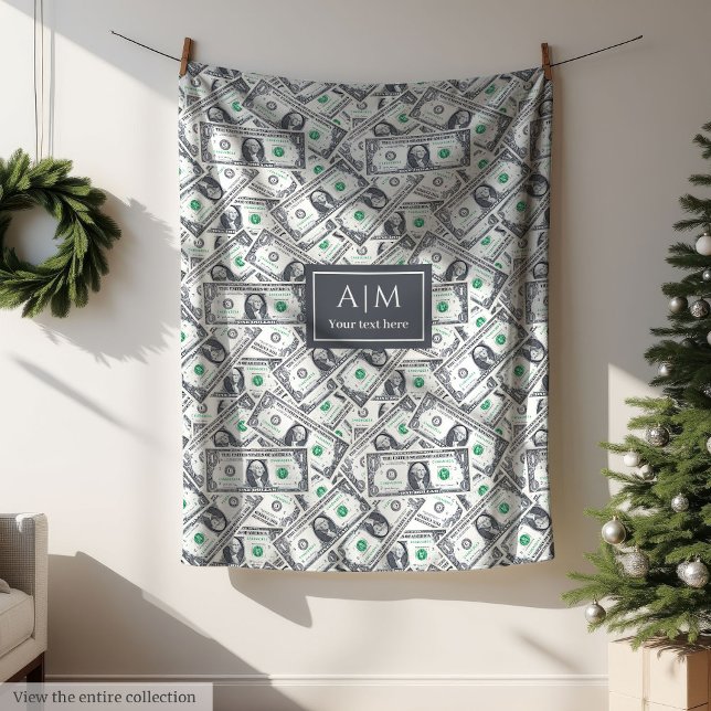 Funny One Dollar Pattern Custom Name Blanket Fleecefilt (Funny One Dollar Pattern Custom Name Blanket)