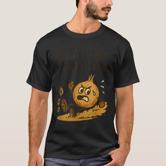 Funny Onion Rings Baseball Base Infield Glove Soft T Shirt (Framsida)