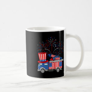 Funny Onkel Sam Firetruck och Fireworks USA flagga Kaffemugg