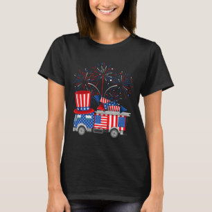 Funny Onkel Sam Firetruck och Fireworks USA flagga T Shirt