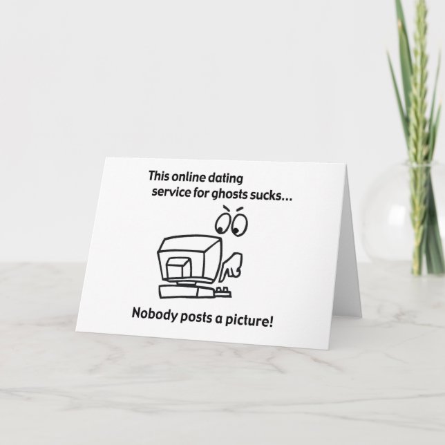 Funny Online Dating Ghost Halloween Kort (Framsida)