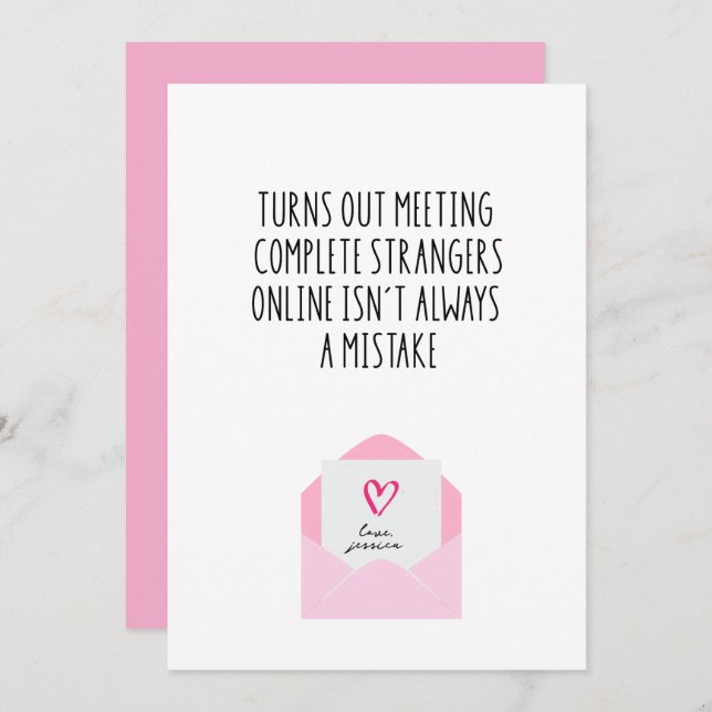 Funny Online Dating Valentine’s Day Card Julkort (Fram/baksida)