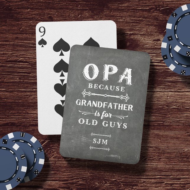 Funny Opa Grandfather Monogram Casinokort (Skapare uppladdad)