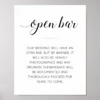 Funny Open Pub Bröllop Sign