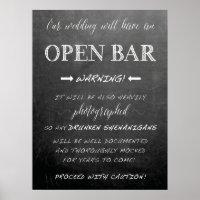 Funny Open Pub Bröllop-skylt | Chalkboard stil
