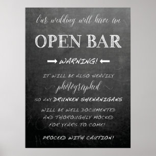 Funny Open Pub Bröllop-skylt   Chalkboard stil Poster
