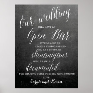 Funny Open Pub Bröllop-skylt   PERSONLIG NAMN Poster