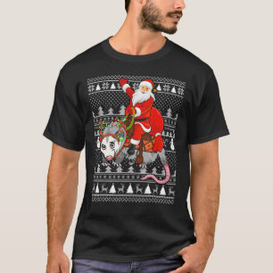 Funny Opossum Älskare Santa Riding Opossum Ugly Ch T Shirt