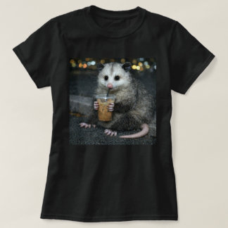 Funny opossum Drinking  Coffee Shirt Cute Animal T