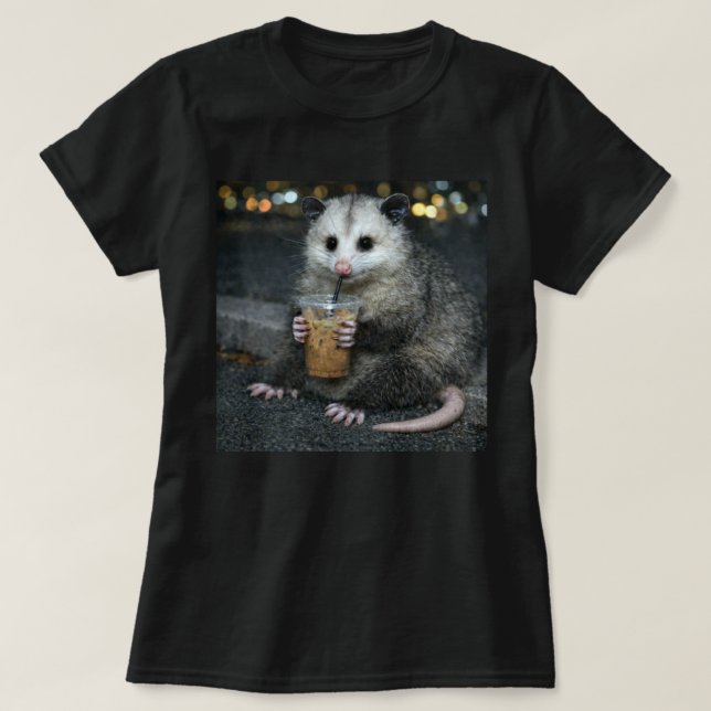 Funny opossum Drinking  Coffee Shirt Cute Animal T (Design framsida)