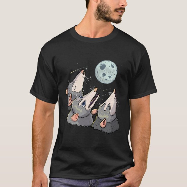 Funny Opossum Måne 3 Howling Possumsumsumces Cute  T Shirt (Framsida)