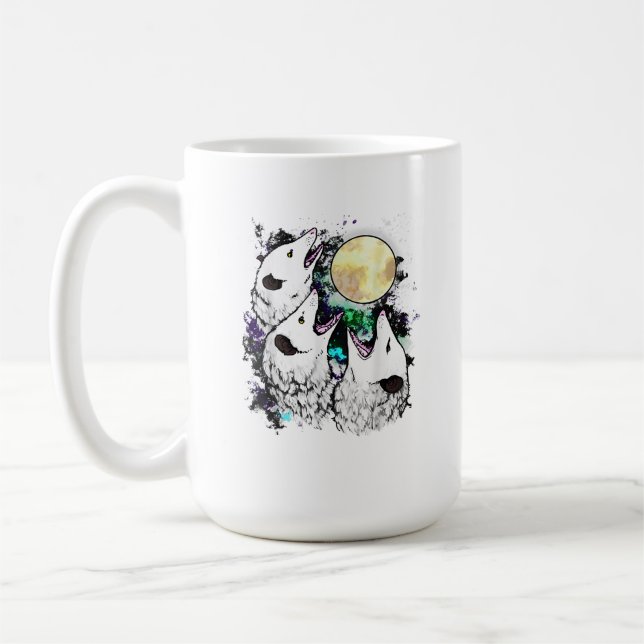 Funny Opossum Moon Cute Screaming Possum Kaffemugg (Vänster)